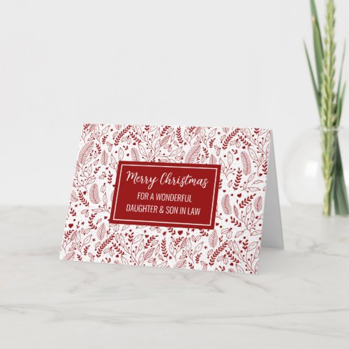 Modern Red Daughter  Son in Law Merry Christmas Card