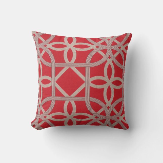 Modern Red Design Throw Pillow (Front)