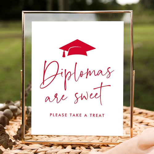 Modern Red Diplomas Are Sweet Graduation Party Poster