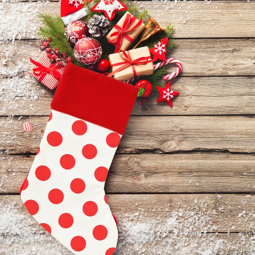 Modern Red Dots Pattern Christmas Christmas Stocking