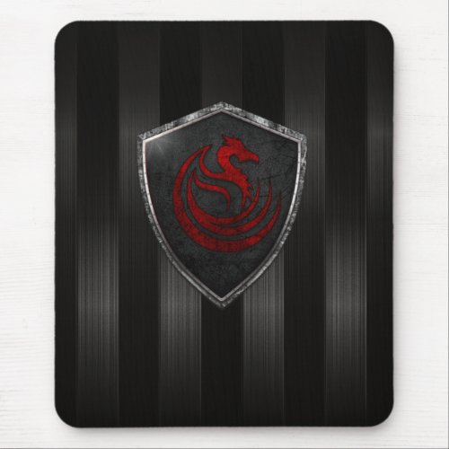 Modern Red Dragon Emblem Coat Of Arms Mouse Pad