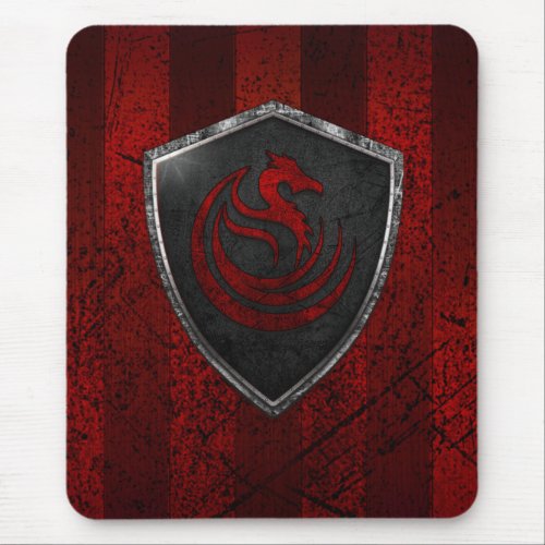 Modern Red Dragon Emblem Coat Of Arms Mouse Pad