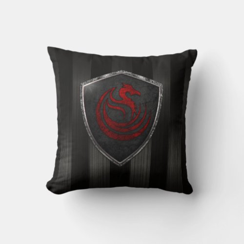 Modern Red Dragon Emblem Coat Of Arms Throw Pillow