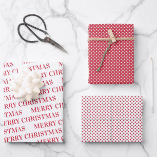 Modern red elegant polka dot Christmas Wrapping Paper Sheets