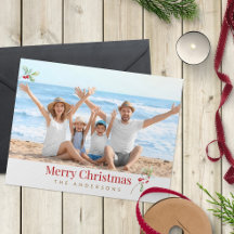 Modern Red Family Photo Christmas Card