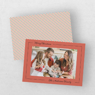 Modern Red Family Photo Christmas  Holiday Card