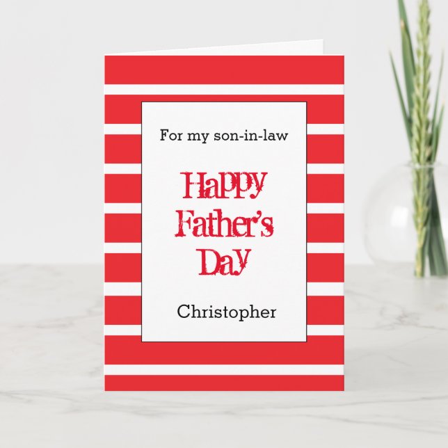 Modern Red Father's Day Son-n-Law Card (Front)
