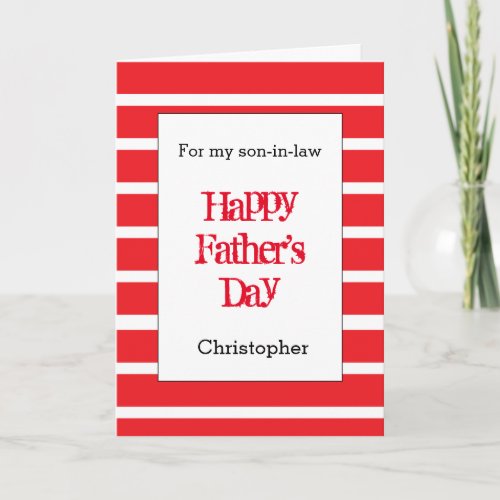 Modern Red Fathers Day Son_n_Law Card