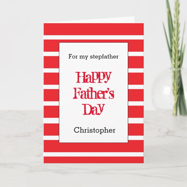 Modern Red Father's Day Stepfather Card (Front)