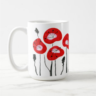 Modern Red Field of Poppies Abstract Floral Gift Coffee Mug