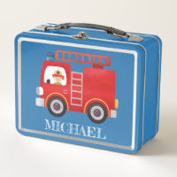 Modern Red Fire Truck Personalized Name Trucker Ha