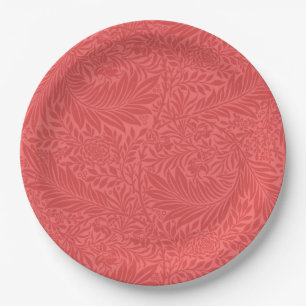 Modern Red Floral Botanical Paper Plate