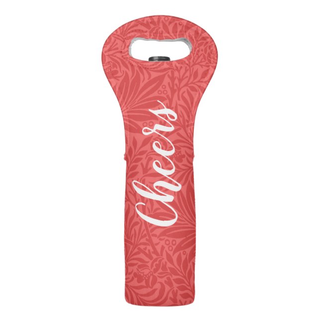 Modern Red Floral Botanical Wine Bag (Front)