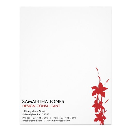 Modern Red Floral Letterhead