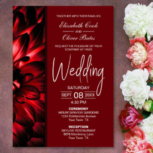 Modern Red Floral Wedding Invitation