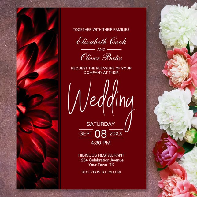 Modern Red Floral Wedding Invitation (Creator Uploaded)