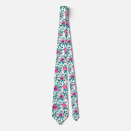 Modern Red Flowers Neck Tie | Zazzle