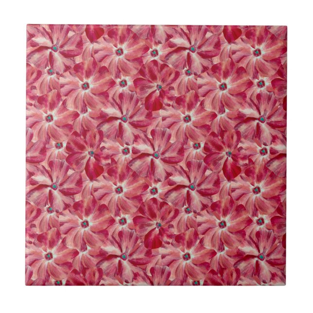 Modern Red Flowers Watercolor Floral Pattern Ceramic Tile (Front)