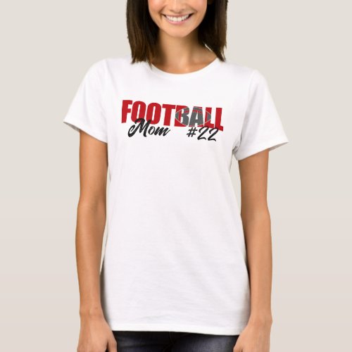 Modern Red Football Mom T_Shirt