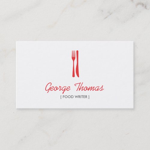 MODERN RED FORK &amp; KNIFE LOGO Business Card