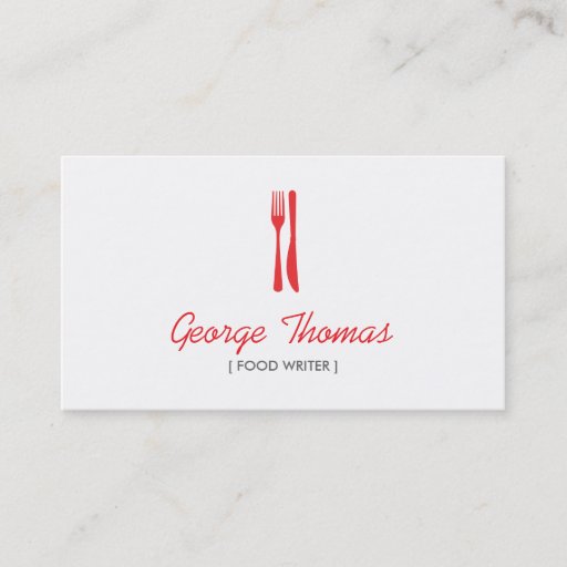 Customizable MODERN RED FORK & KNIFE LOGO Business Card