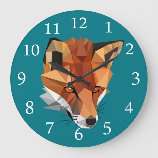 Modern Red Fox Large Clock (Front)