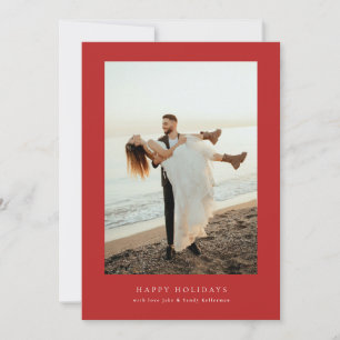 modern red frame 4 photo christmas happy holiday card