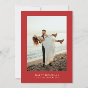 modern red frame 4 photo christmas happy holiday card