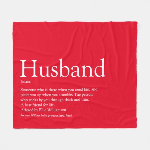Modern Red Fun Husband Definition Fleece Blanket