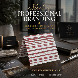 Modern Red Geometric Folded Business Card
