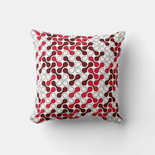 Modern Red Geometric Metaball Pattern Throw Pillow