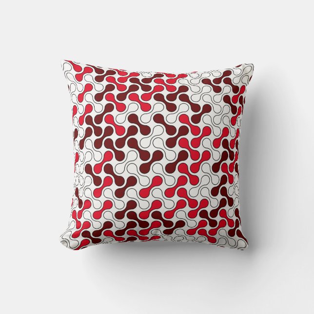 Modern Red Geometric Metaball Pattern Throw Pillow (Front)