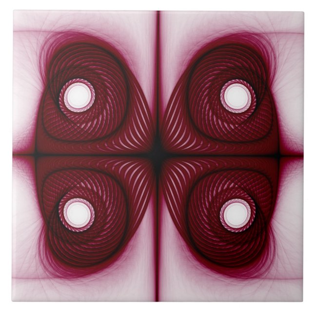 Modern red geometric structure ceramic tile (Front)