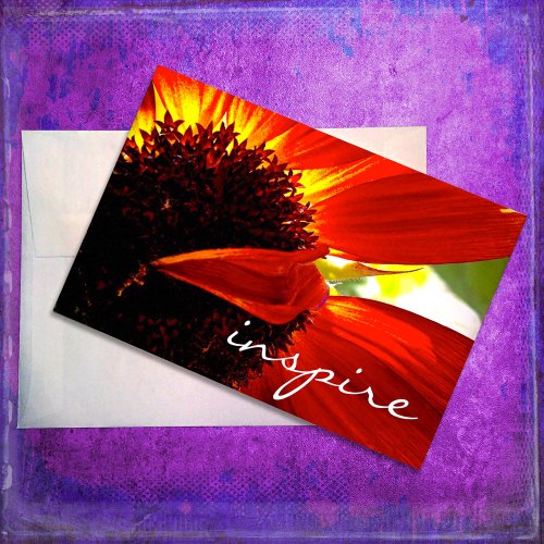 Modern Red Gerber Daisy Flower Inspire Script Card