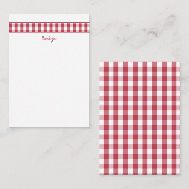 Modern Red Gingham thank you notes (Front/Back)