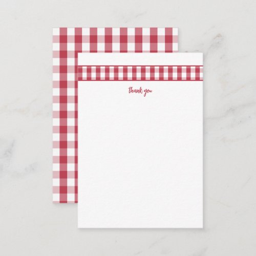 Modern Red Gingham thank you notes