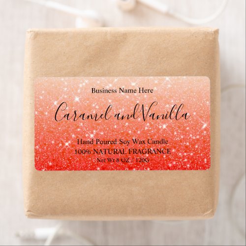 Modern Red Glitter Candles Label