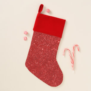 Modern Red Glitter Christmas Stocking