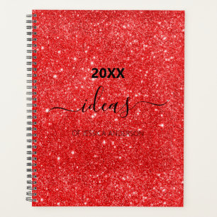Modern red glitter script name planner