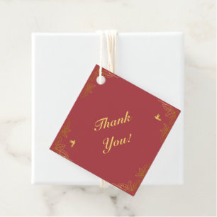 Modern Red Gold 50 Fabulous Birthday Favor Tags