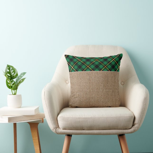 Modern Red Gold Buffalo Check Tartan Pattern  Throw Pillow (Chair)