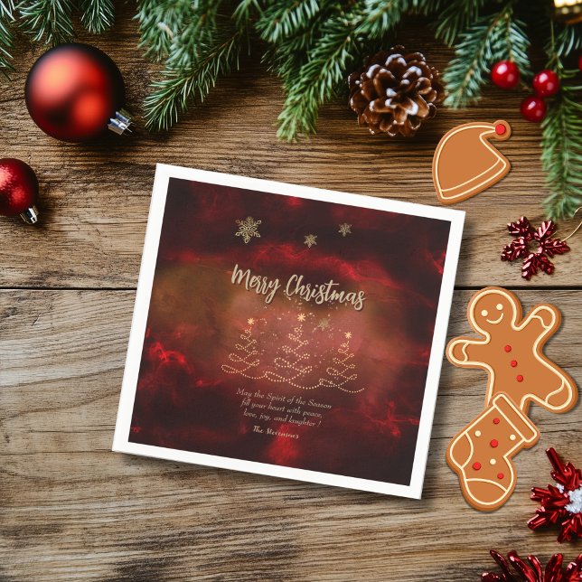 Modern Red Gold Christmas Tree Napkins (Modern Red Gold Christmas Tree Napkins)