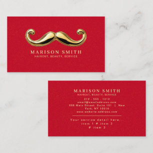 Modern Red & Gold Hair Stylist Business Card