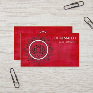 Modern Red & Gold Mandala Yoga Instructor Business Card