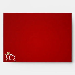Modern Red Gold Valentine Hearts Envelope