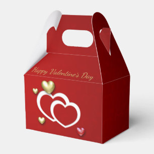 Modern Red Gold Valentine Hearts Favor Boxes