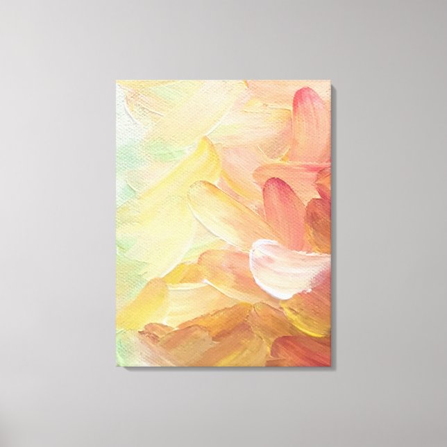 Modern Red Golden Teal White Abstract Oil Painting Canvas Print (Front)