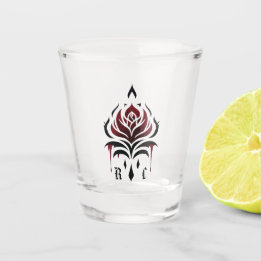 Modern Red Gothic Rose Shot Glass