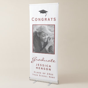 Modern Red Graduate Photo Congrats Graduation Retractable Banner