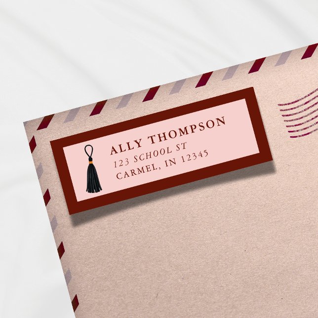 Modern Red Graduation Cap Tassel  Label (Modern Red Graduation Cap Tassel Label)